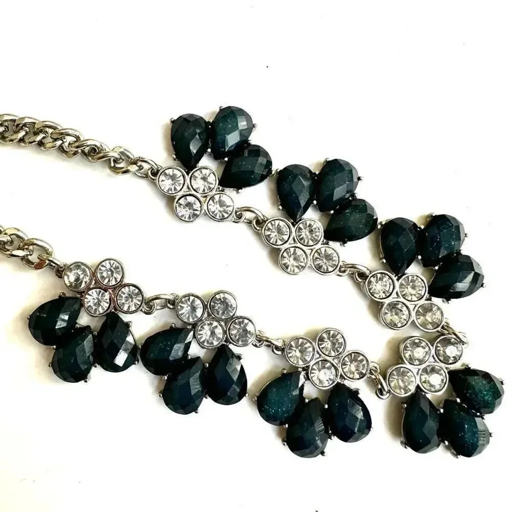 Charming Charlie Blue rhinestone statement necklace